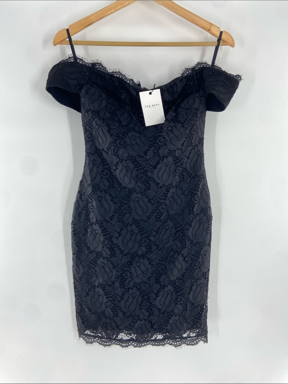Few Moda Black Off the Shoulder Mini Dress Size M NWT
